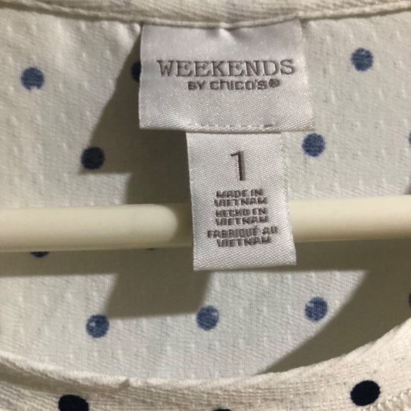 Chicos Womens Black and White Polka Dot Jacquard Top - Picture 2 of 3